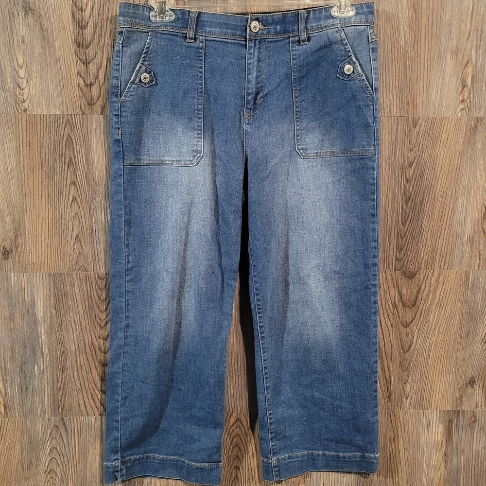 Curve Appeal Comfort Waist High-Rise Wide Leg Jeans Size 12/31 x 24 Medium Wash